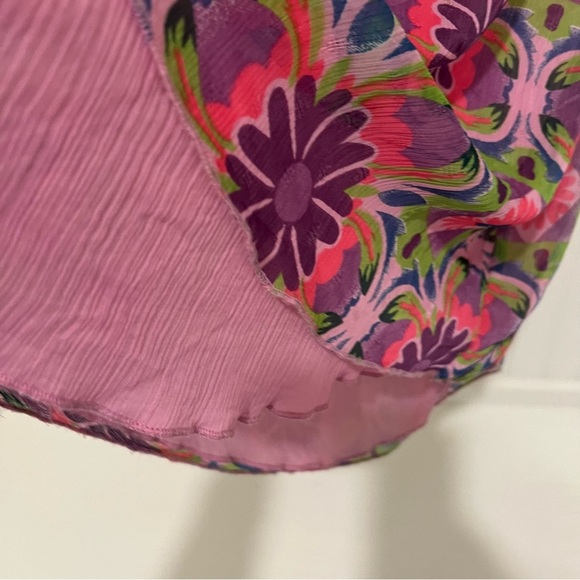 Y2K Pink and Green Floral and Denim Babydoll Halter Dress - Picture 4 of 9